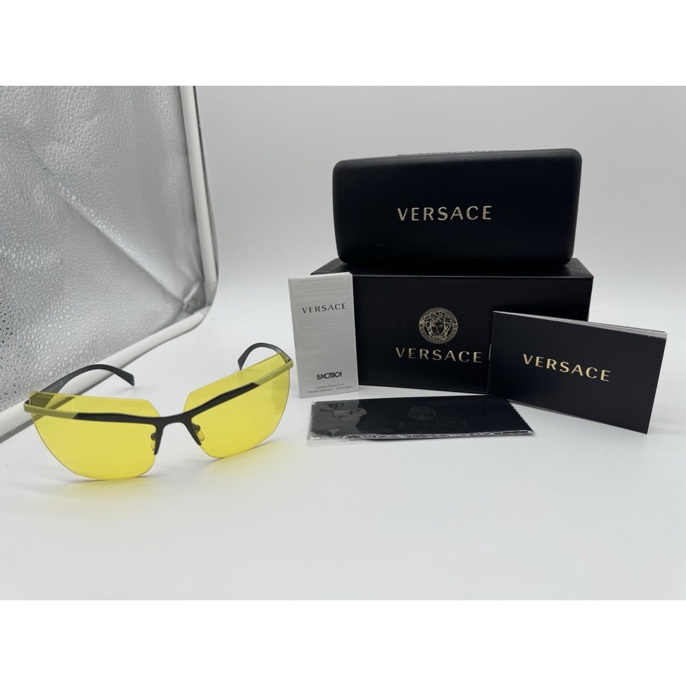 Versace VE2188 142285‎ Sunglasses - Black Shield Frame - Yellow Mirror Lenses